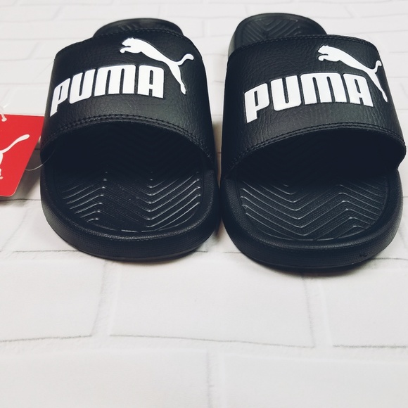 PUMA POPCAT black and white slides - Picture 2 of 8